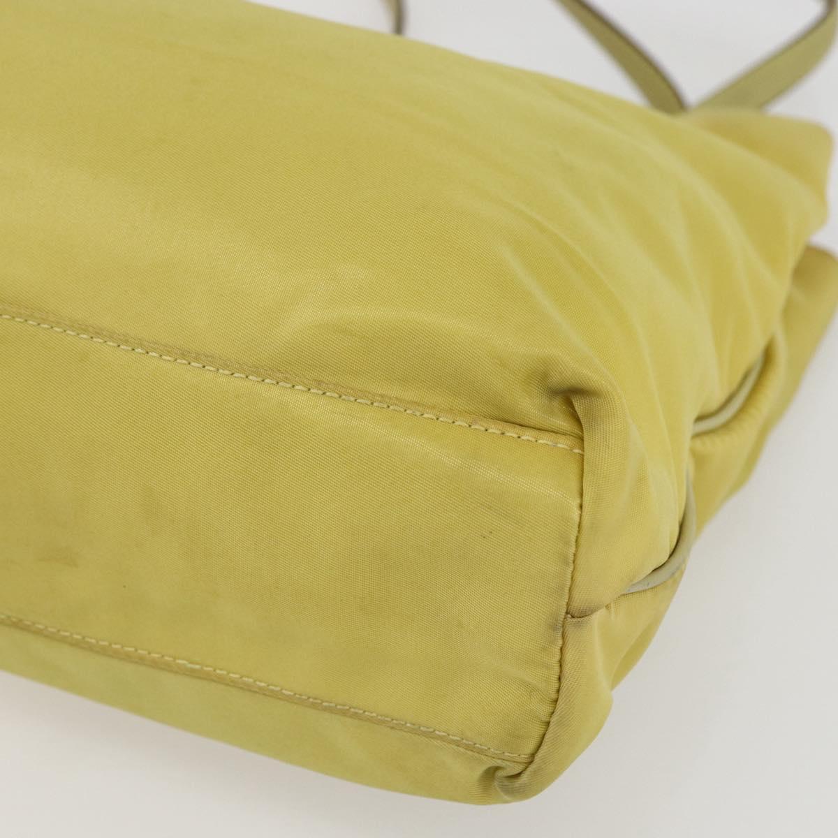 PRADA Tote Bag Nylon Yellow Gold Auth 157782