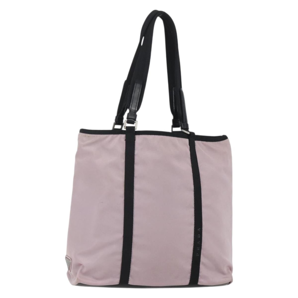 PRADA Tote Bag Nylon Pink Silver Auth 157783