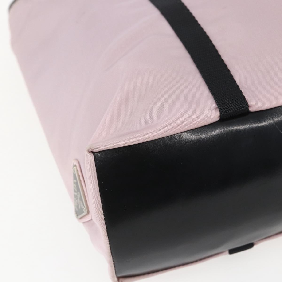 PRADA Tote Bag Nylon Pink Silver Auth 157783