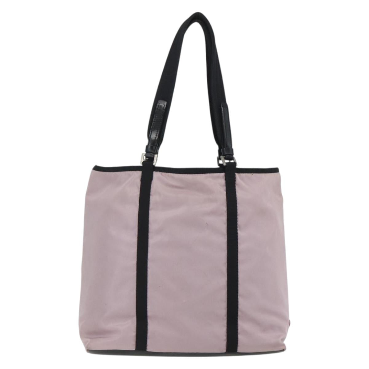 PRADA Tote Bag Nylon Pink Silver Auth 157783