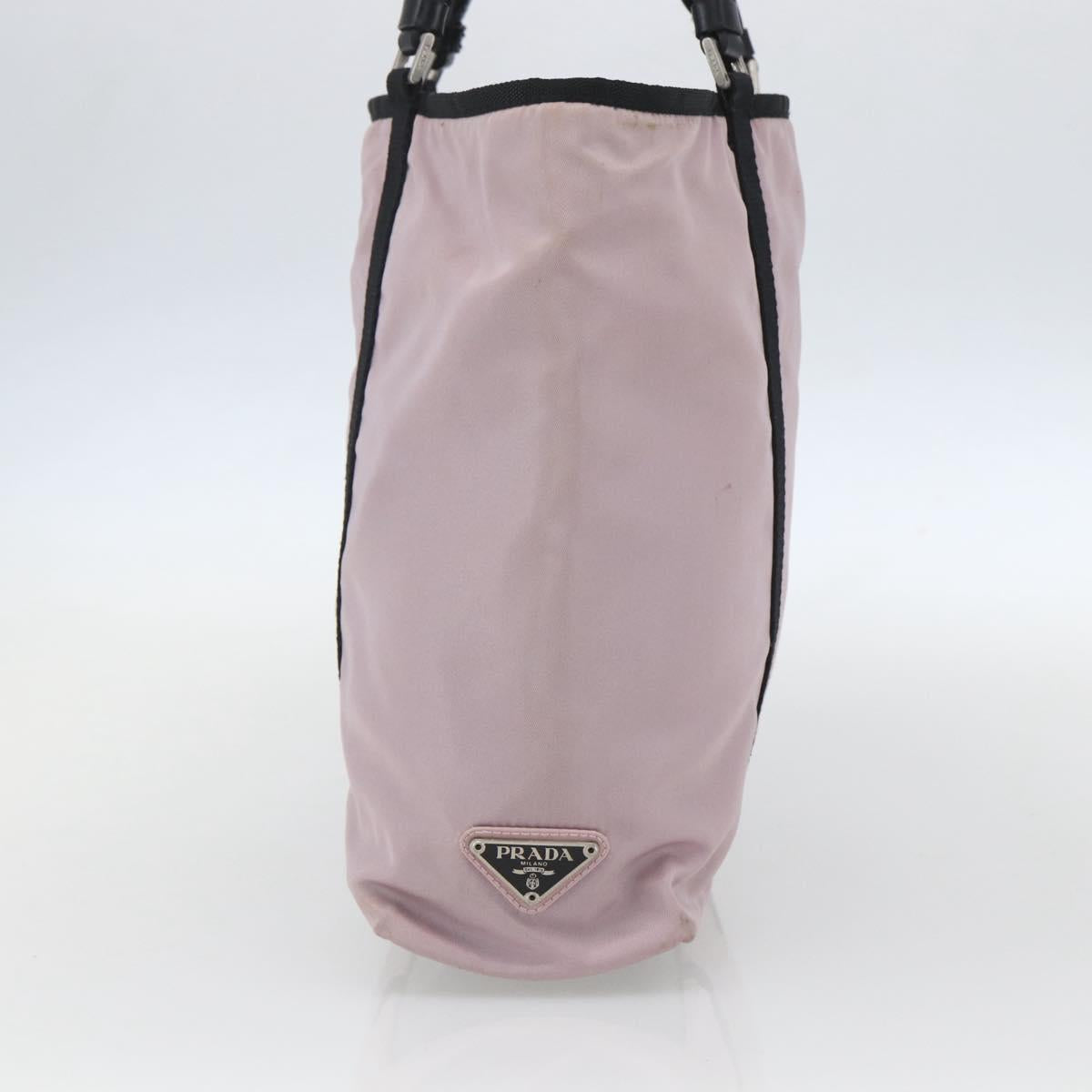 PRADA Tote Bag Nylon Pink Silver Auth 157783