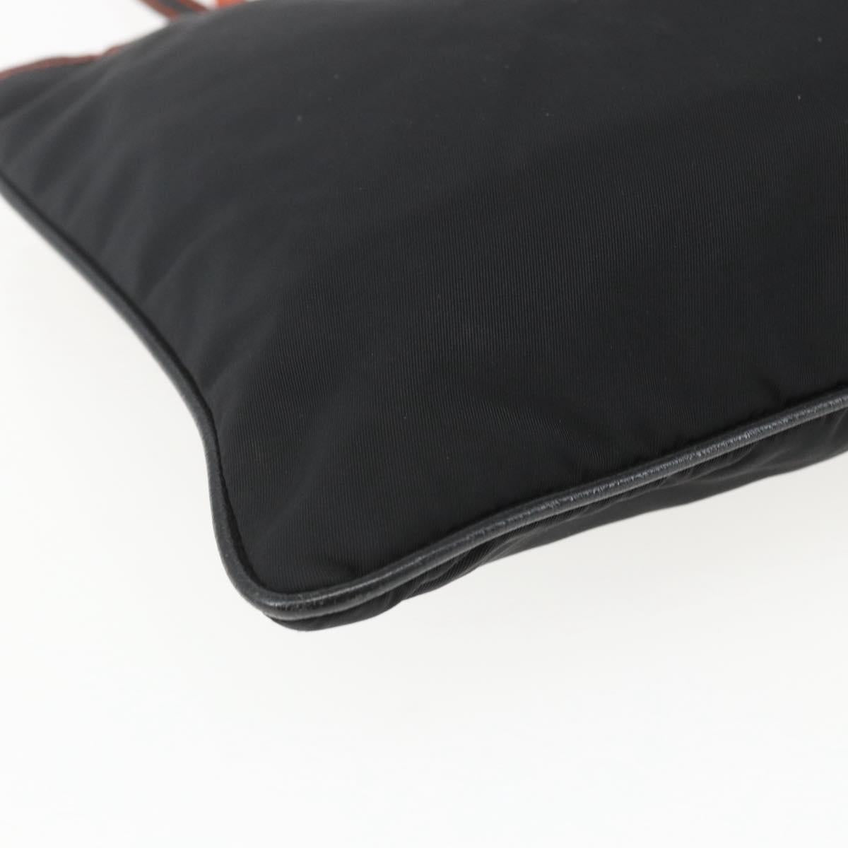 PRADA Tote Bag Nylon Black Silver Auth 157784