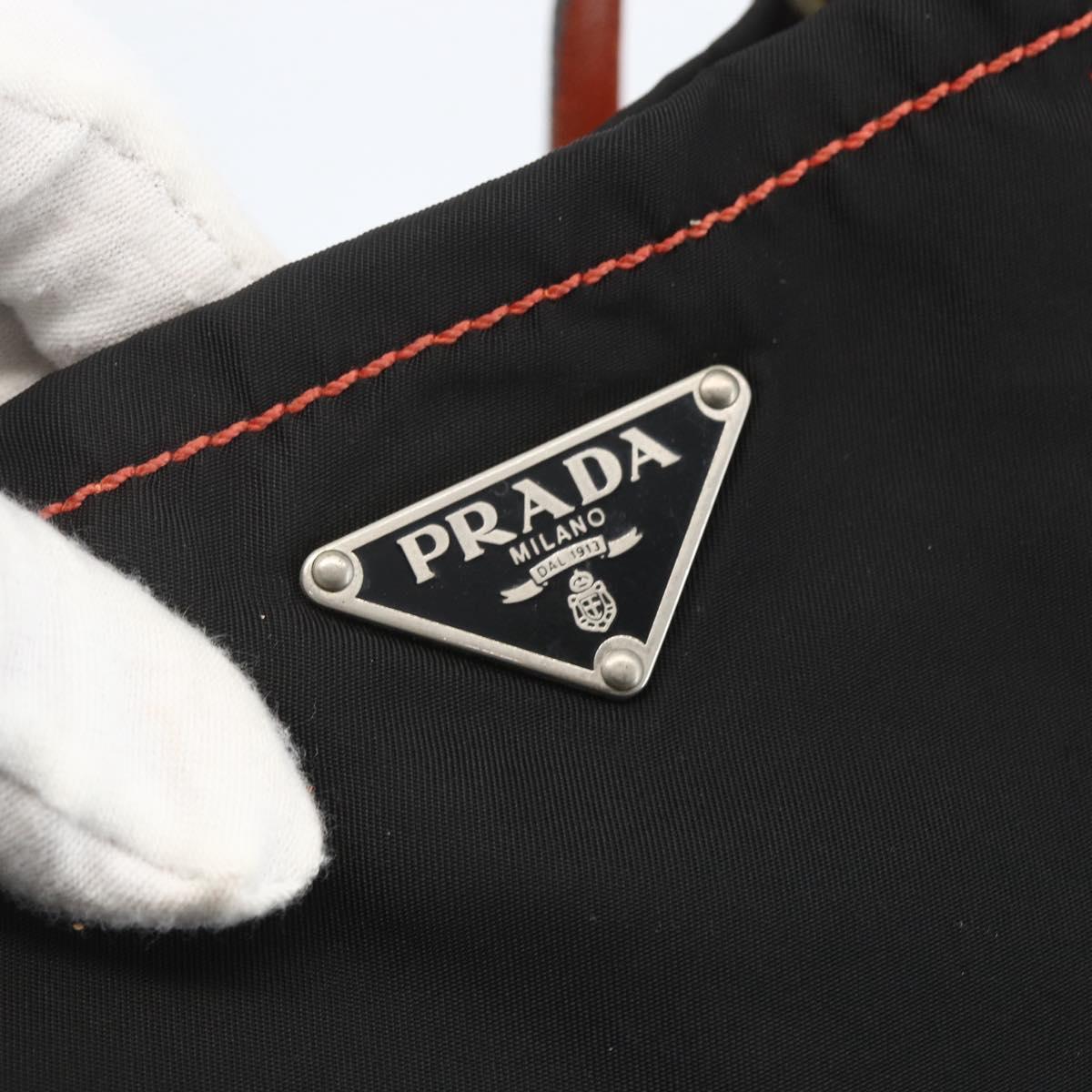 PRADA Tote Bag Nylon Black Silver Auth 157784
