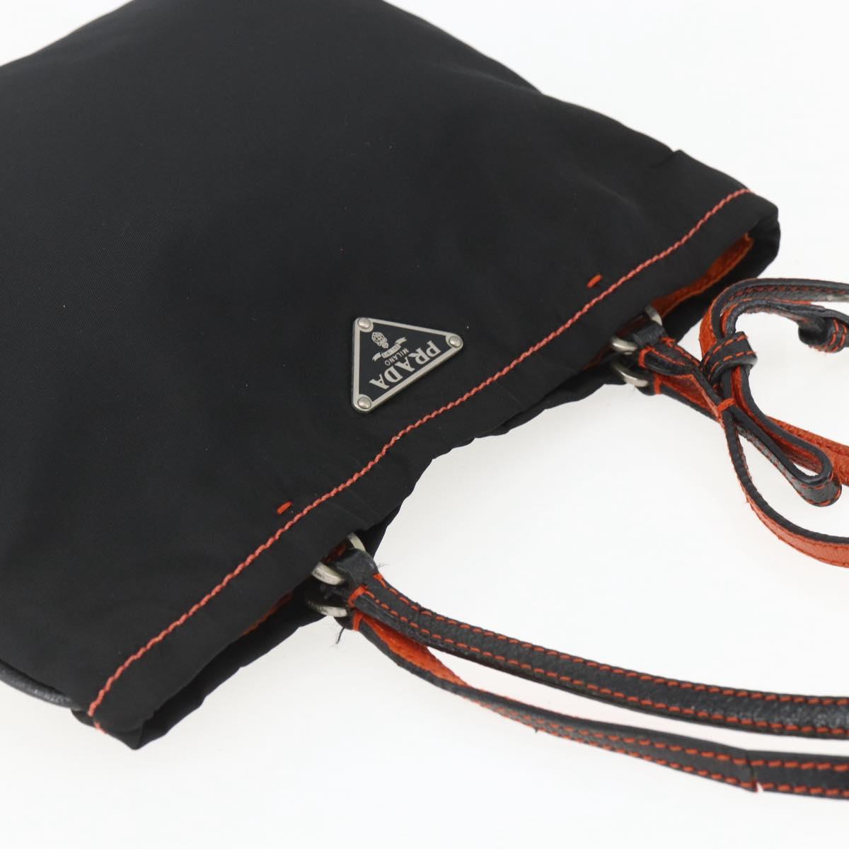 PRADA Tote Bag Nylon Black Silver Auth 157784