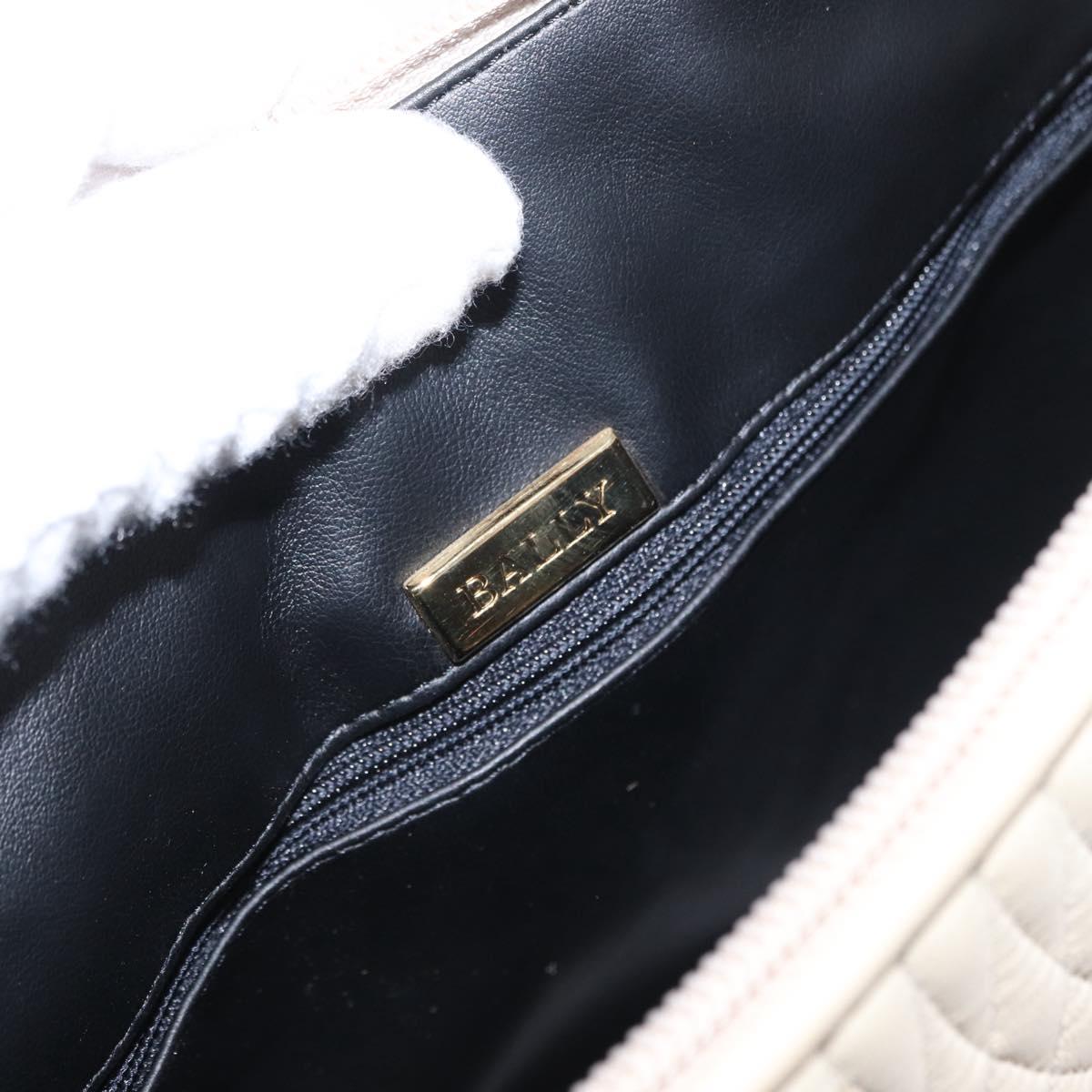 BALLY Chain Shoulder Bag Leather Beige Gold Auth 157787