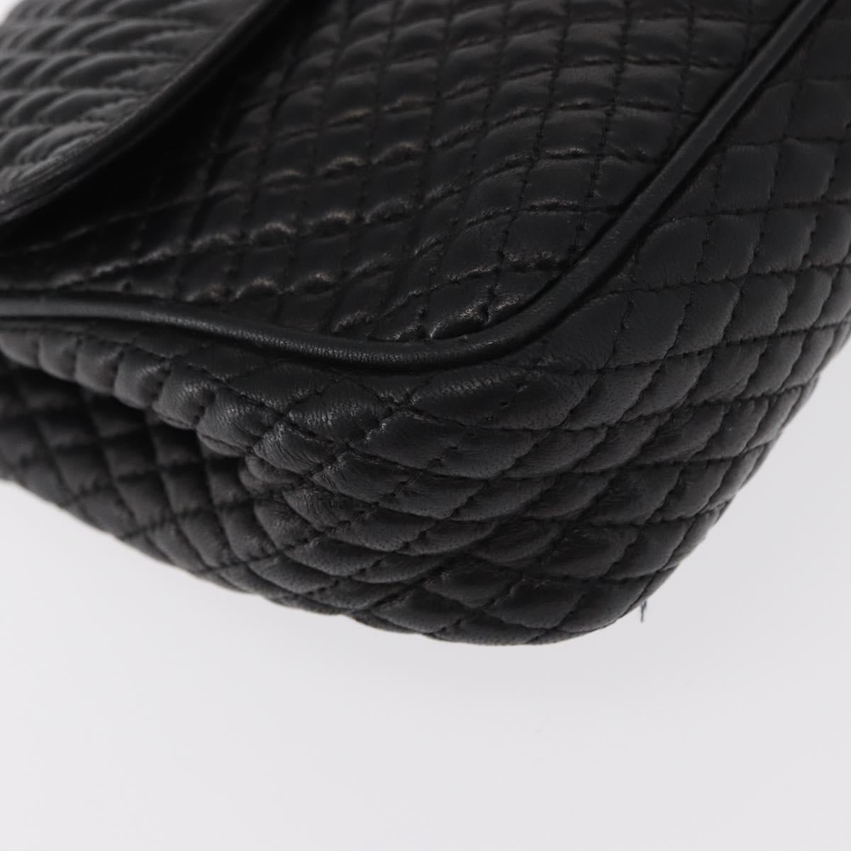 BALLY Chain Shoulder Bag Leather Black Gold Auth 157788