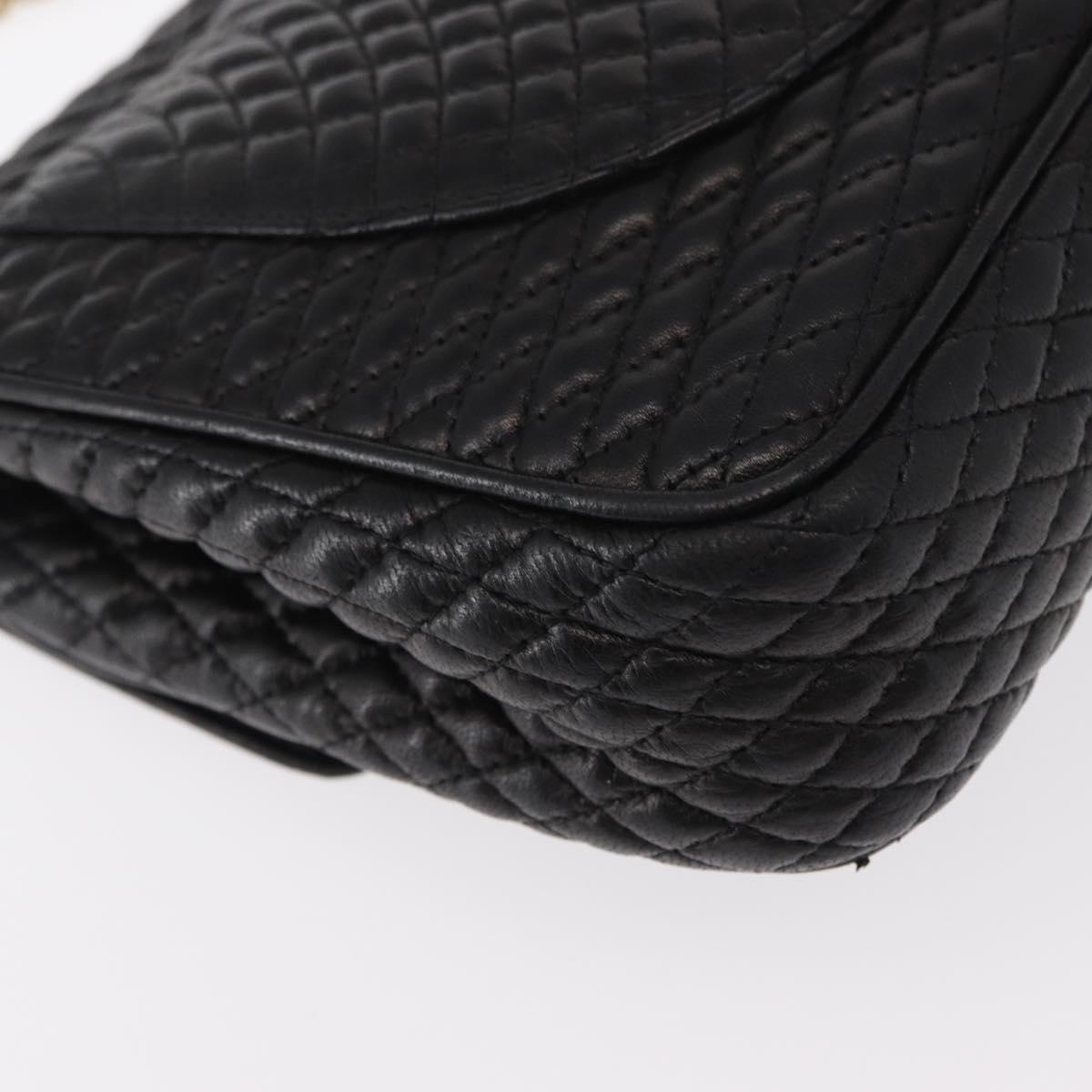 BALLY Chain Shoulder Bag Leather Black Gold Auth 157788