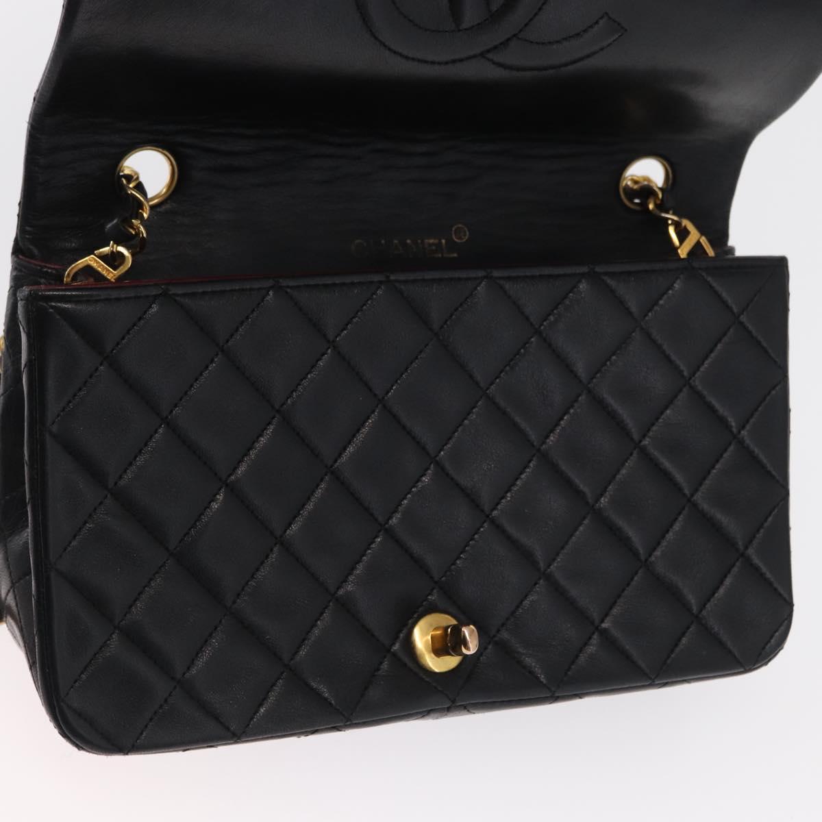 CHANEL Chain Matelasse 23 Shoulder Bag Lamb Skin Black Gold CC Auth 157790