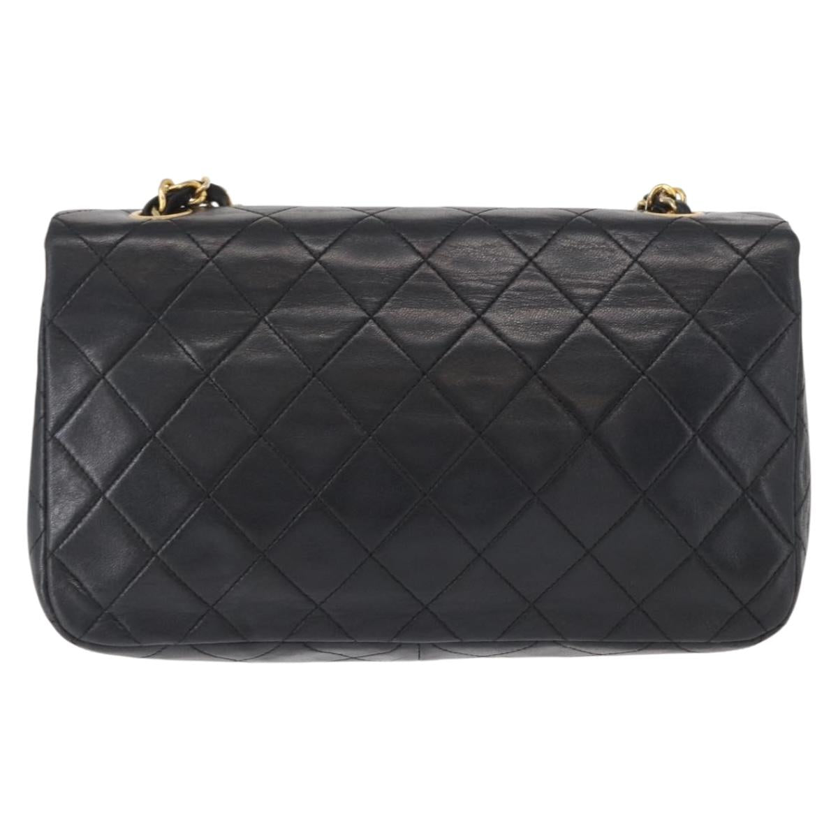 CHANEL Chain Matelasse 23 Shoulder Bag Lamb Skin Black Gold CC Auth 157790