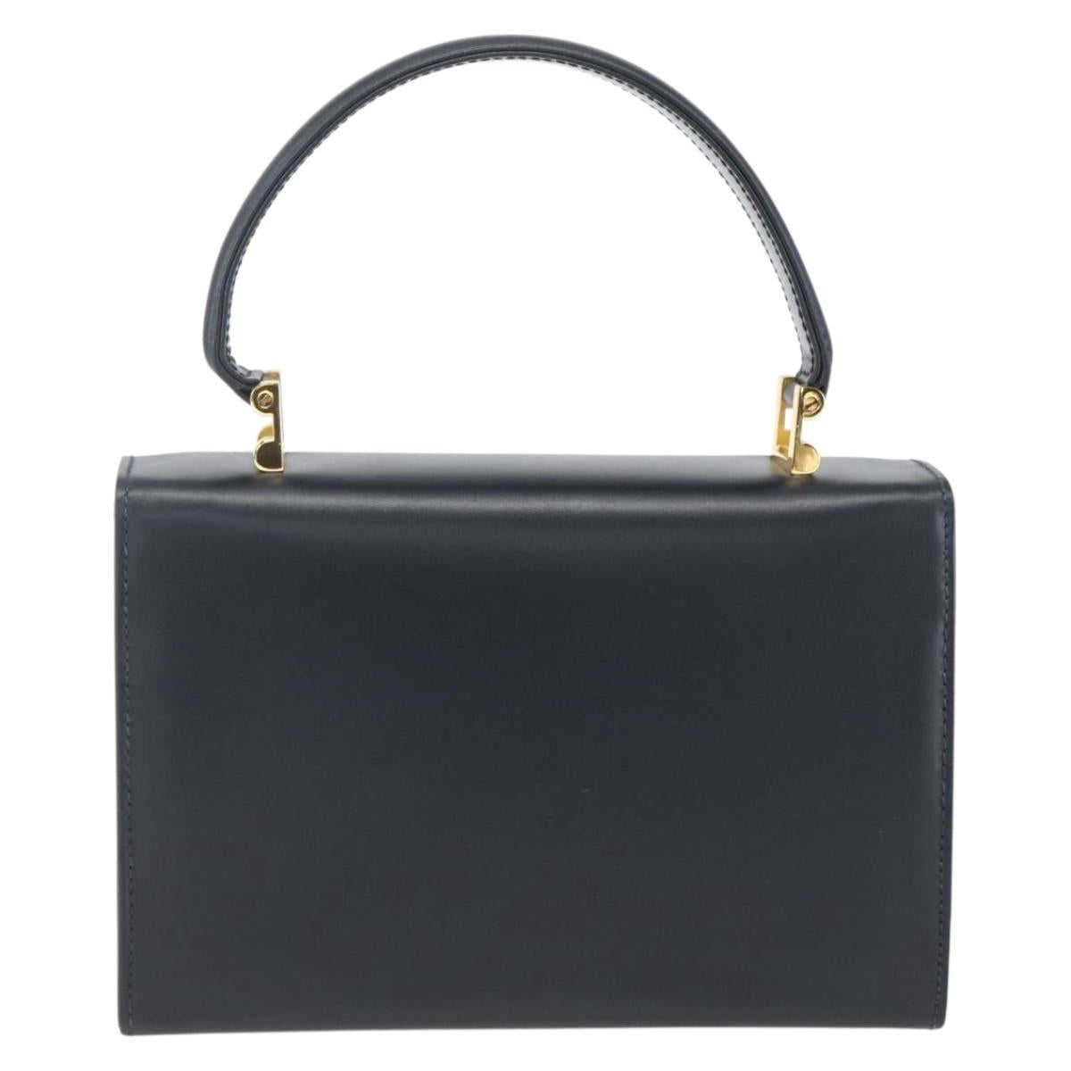 TIFFANY&Co. Hand Bag Leather Black Gold Auth 157792V