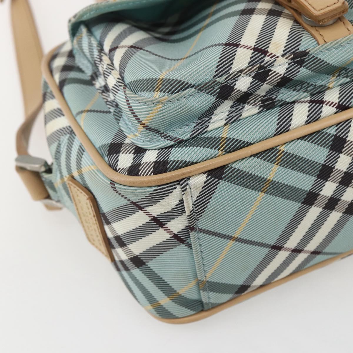 BURBERRY Nova Check Blue Label Shoulder Bag Nylon Blue Silver Auth 157794