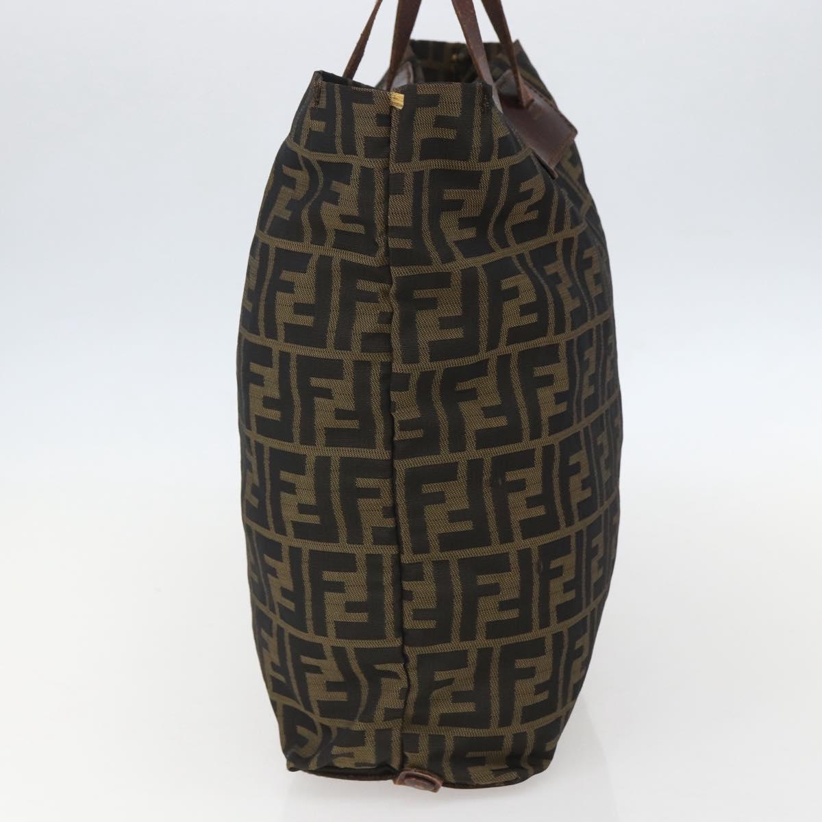 FENDI Zucca Canvas Hand Bag Black Brown Auth 157798