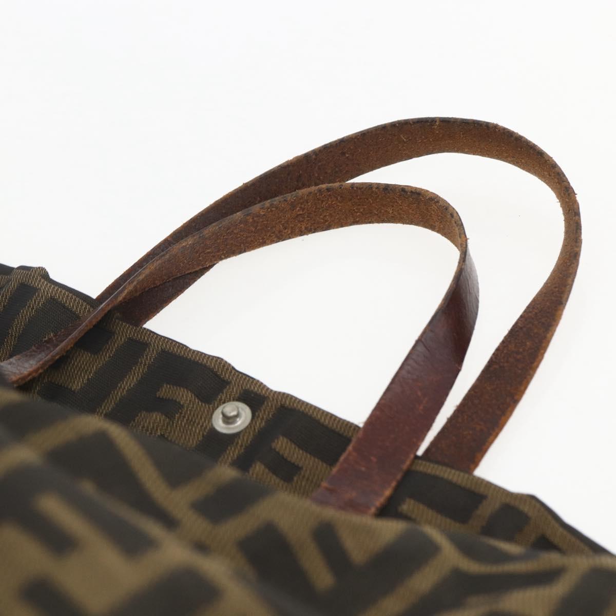 FENDI Zucca Canvas Hand Bag Black Brown Auth 157798