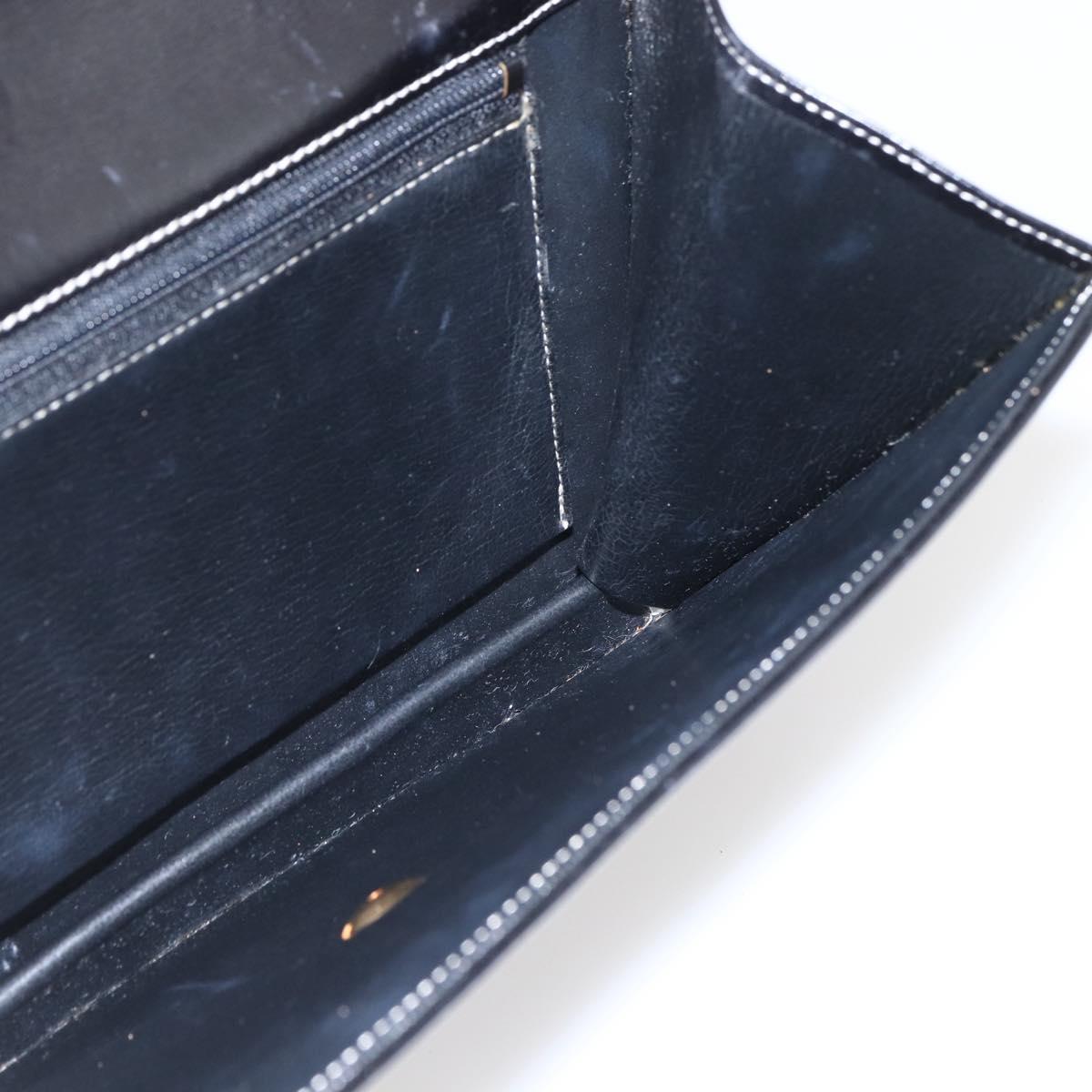 Christian Dior Chain Shoulder Bag Leather Black Gold Auth 157802V