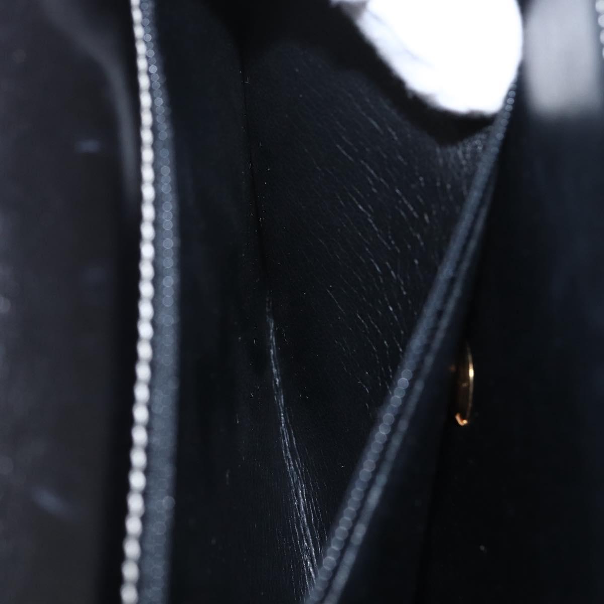 Christian Dior Chain Shoulder Bag Leather Black Gold Auth 157802V