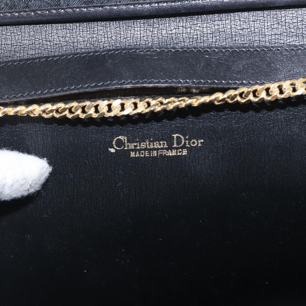 Christian Dior Trotter Canvas Chain Shoulder Bag Black Gold Auth 157803