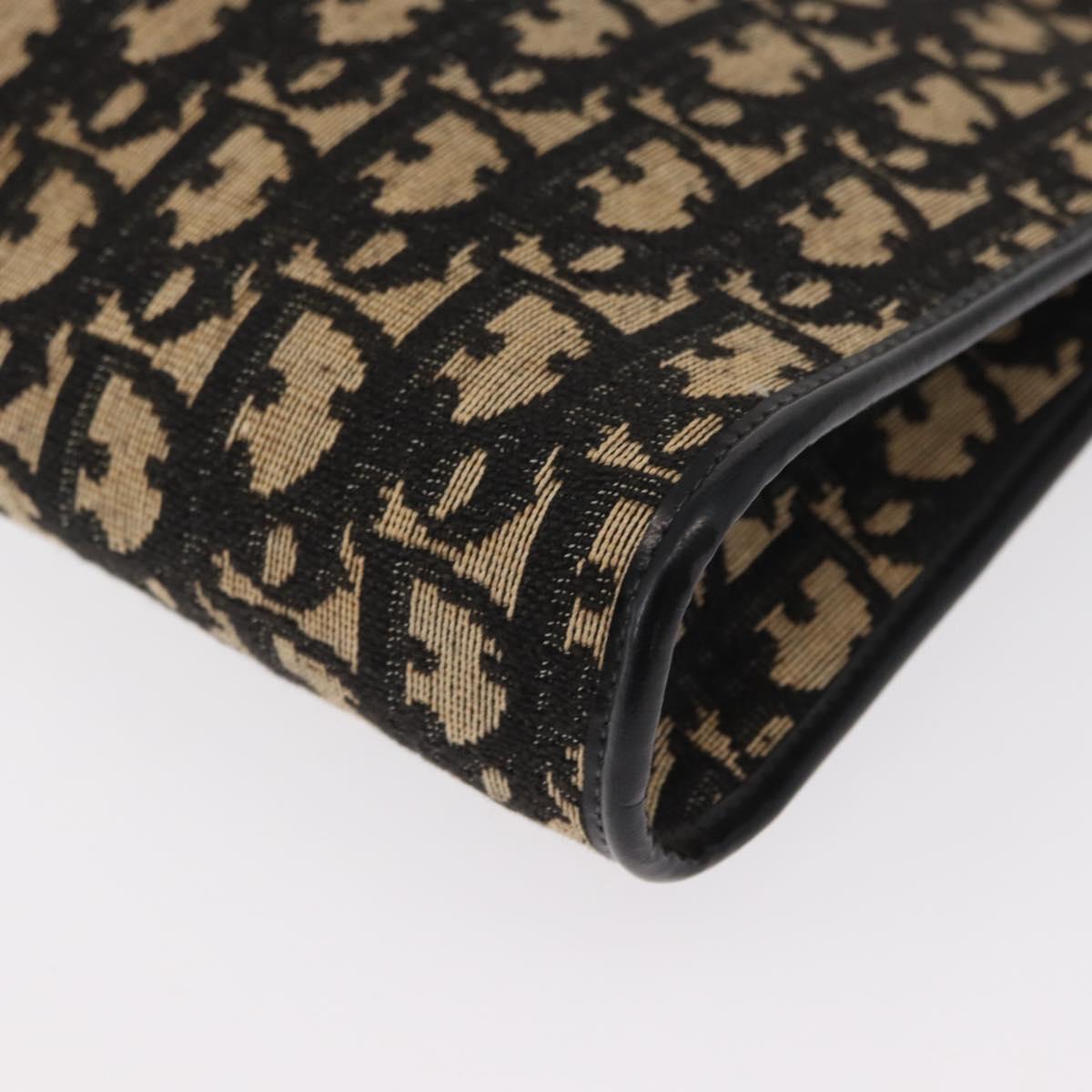 Christian Dior Trotter Canvas Chain Shoulder Bag Black Gold Auth 157804