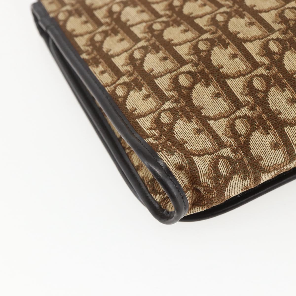 Christian Dior Trotter Canvas Shoulder Bag Beige Gold Auth 157805