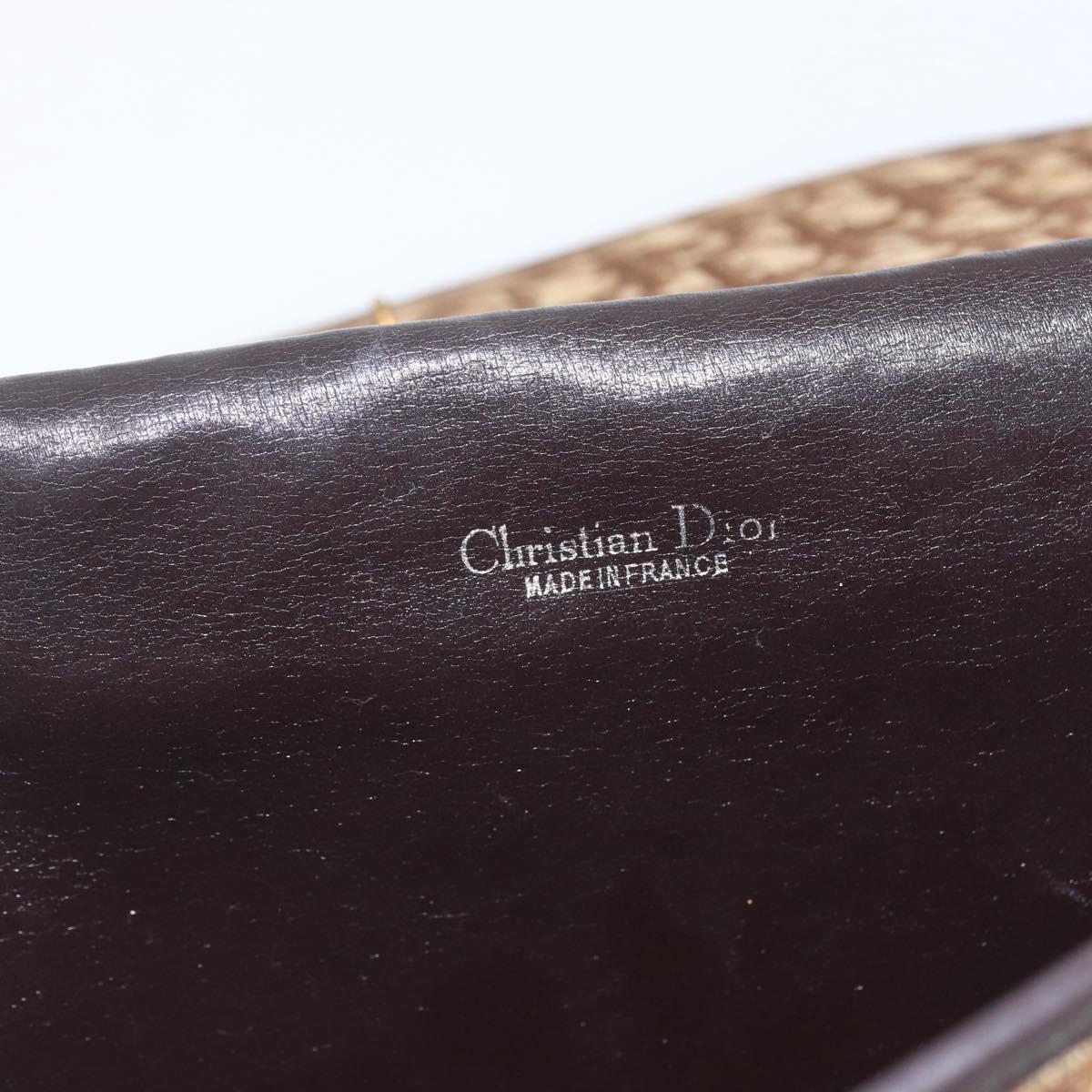 Christian Dior Trotter Canvas Shoulder Bag Beige Gold Auth 157805