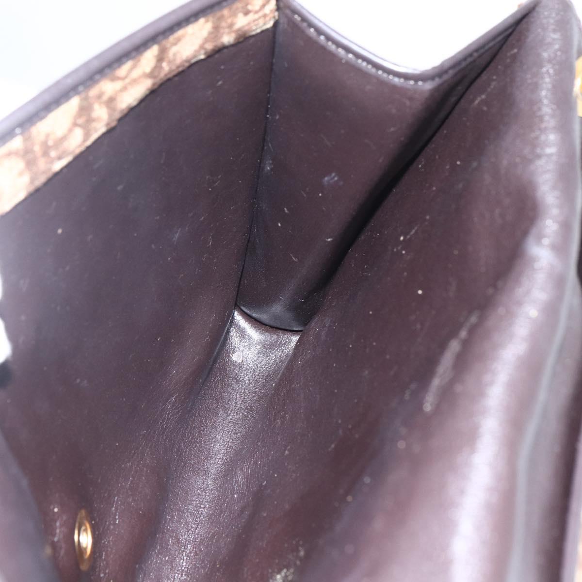 Christian Dior Trotter Canvas Shoulder Bag Beige Gold Auth 157805