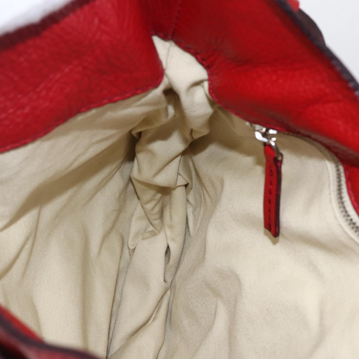 Chloe Paddington Shoulder Bag Leather Red Gold Auth 157807V