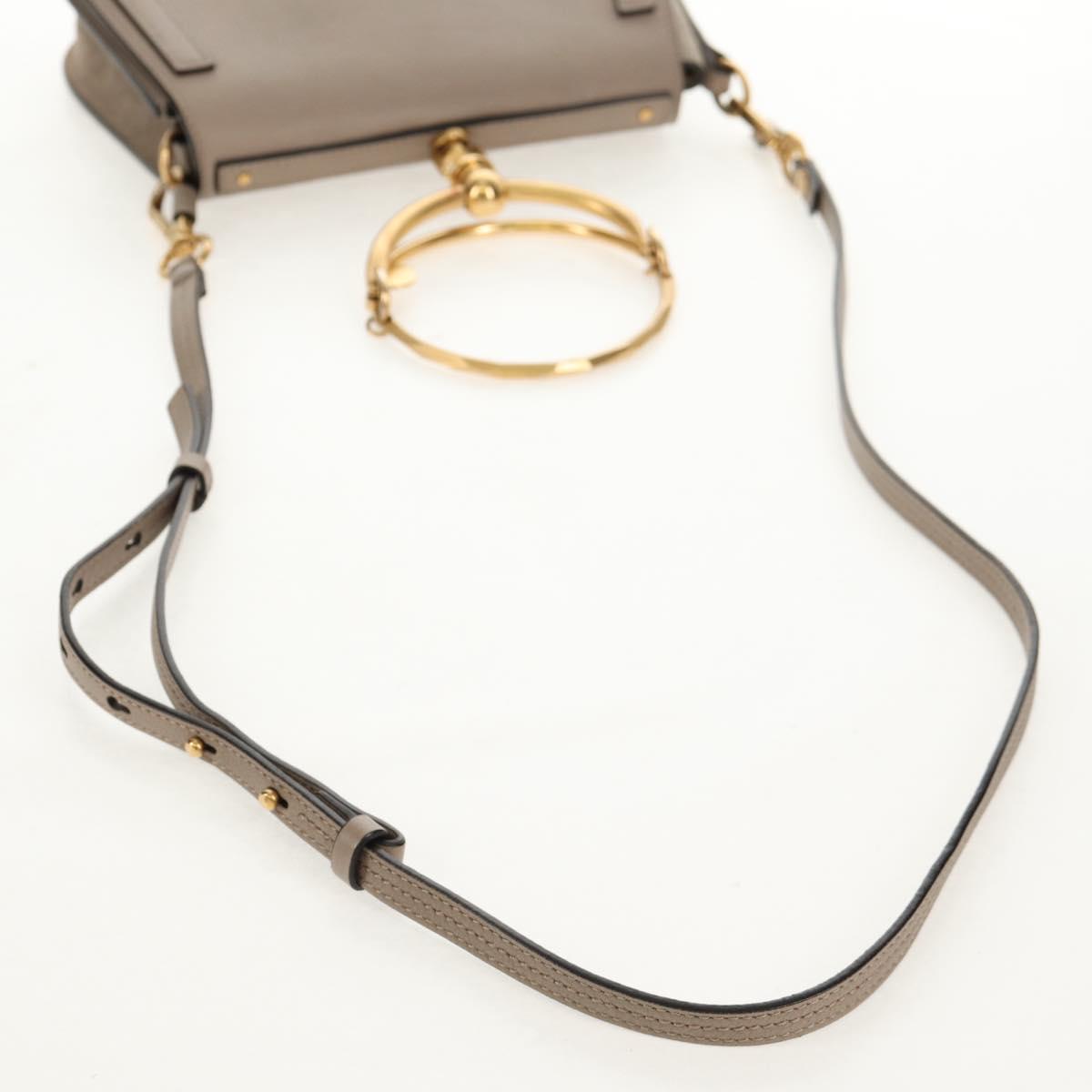 Chloe Nile Medium Bracelet Shoulder Bag Leather Beige Gold Auth 157808