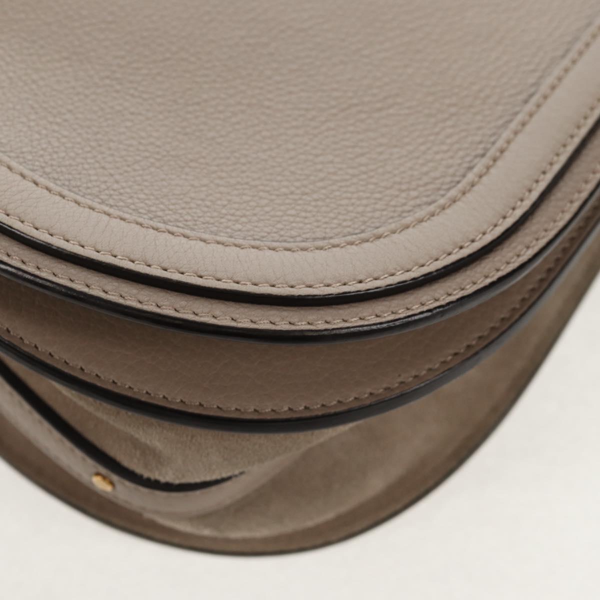 Chloe Nile Medium Bracelet Shoulder Bag Leather Beige Gold Auth 157808