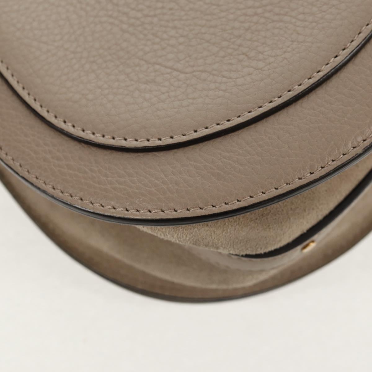 Chloe Nile Medium Bracelet Shoulder Bag Leather Beige Gold Auth 157808