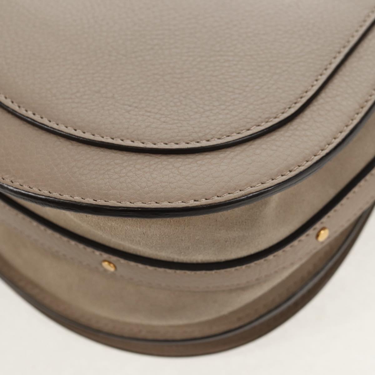Chloe Nile Medium Bracelet Shoulder Bag Leather Beige Gold Auth 157808
