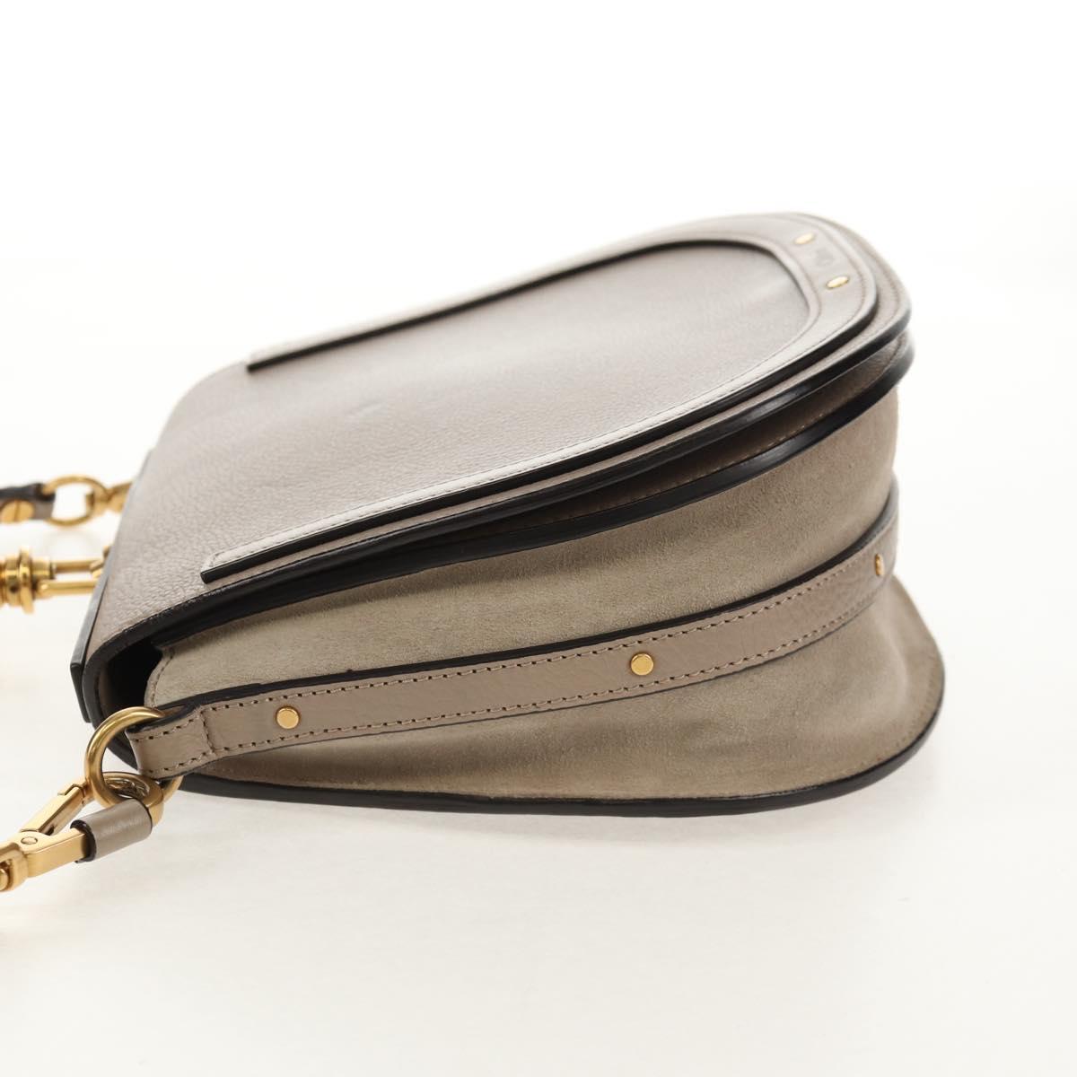 Chloe Nile Medium Bracelet Shoulder Bag Leather Beige Gold Auth 157808