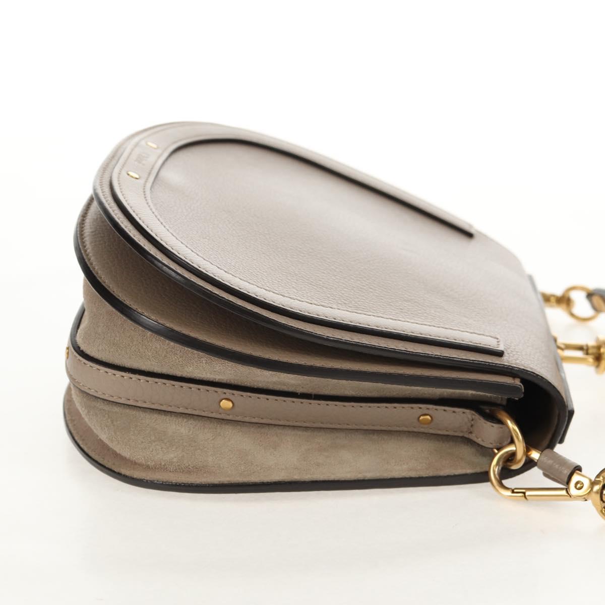 Chloe Nile Medium Bracelet Shoulder Bag Leather Beige Gold Auth 157808