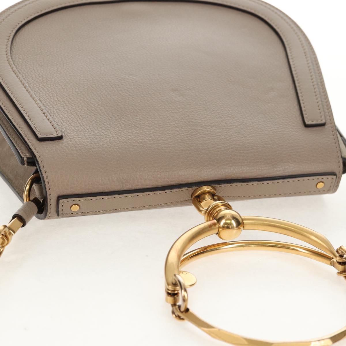 Chloe Nile Medium Bracelet Shoulder Bag Leather Beige Gold Auth 157808