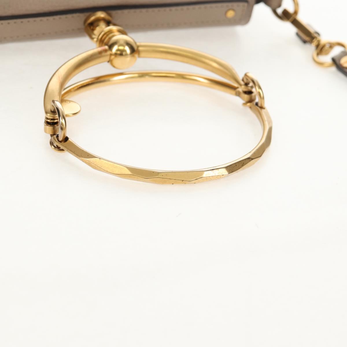 Chloe Nile Medium Bracelet Shoulder Bag Leather Beige Gold Auth 157808