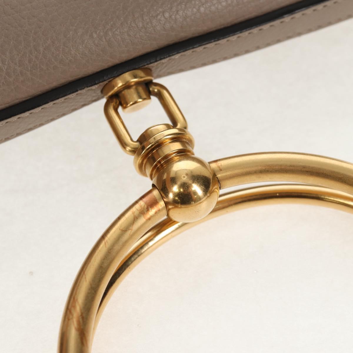 Chloe Nile Medium Bracelet Shoulder Bag Leather Beige Gold Auth 157808