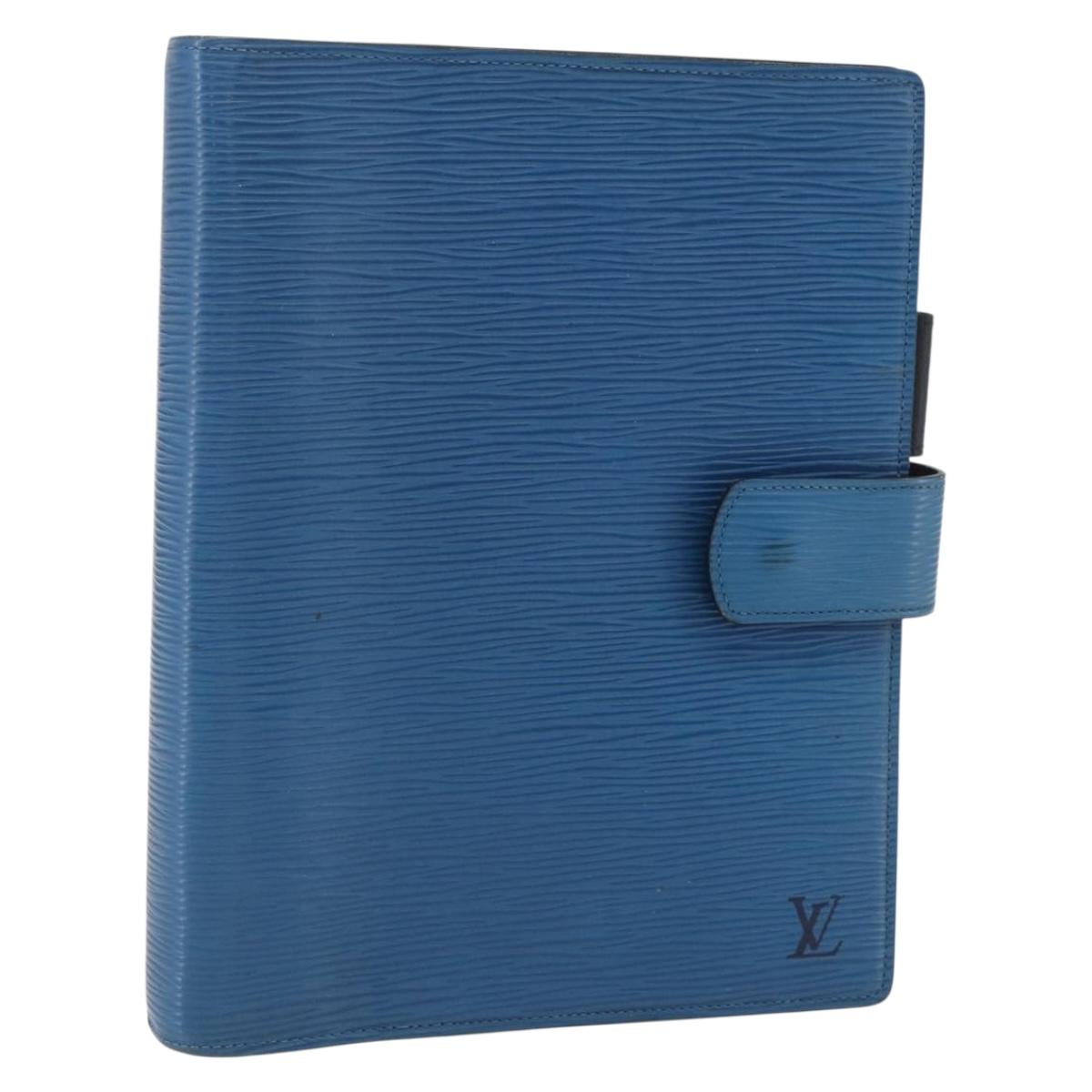 LOUIS VUITTON Epi Agenda GM Day Planner Cover Blue R20065 LV Auth 157809