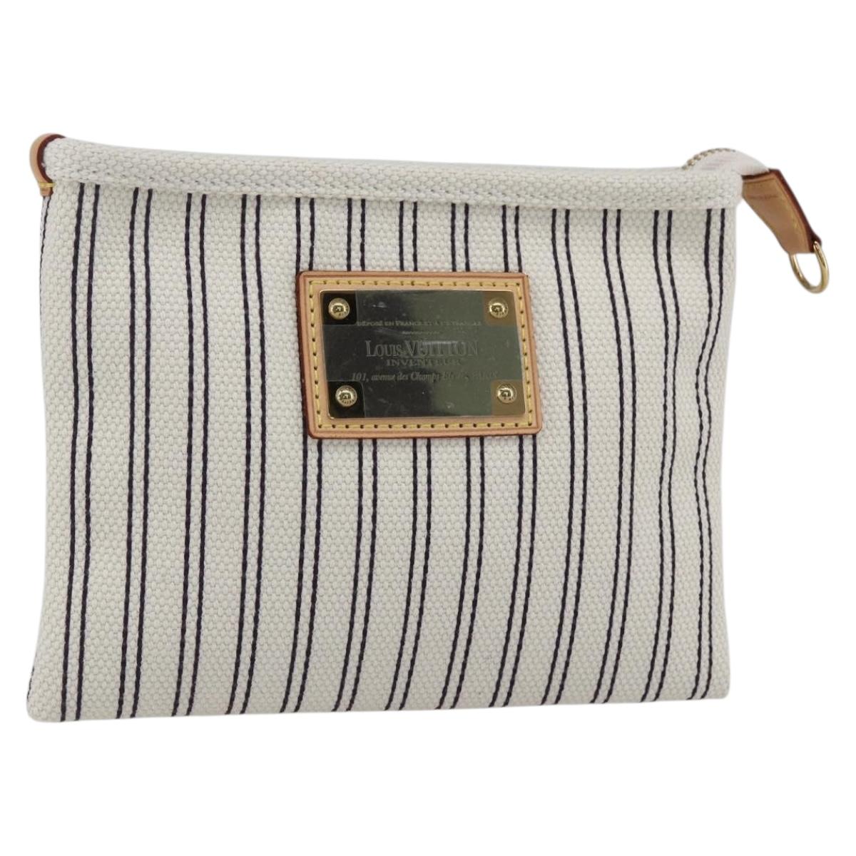 LOUIS VUITTON Antigua Pochette Platform PM Pouch White M40069 LV Auth 157812V