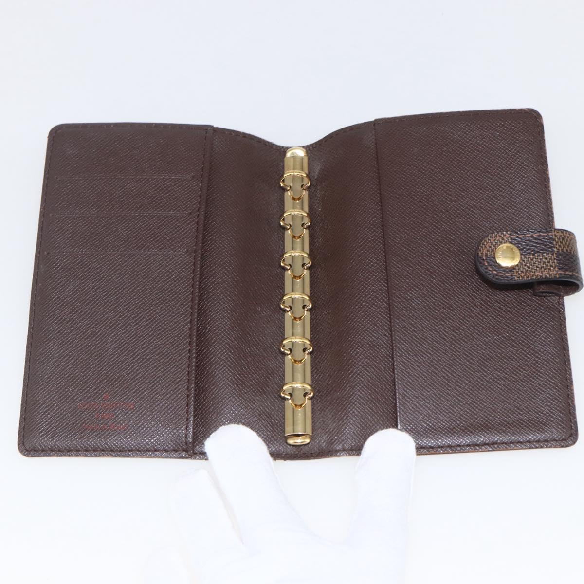 LOUIS VUITTON Damier Ebene Agenda PM Day Planner Cover R20700 LV Auth 157819