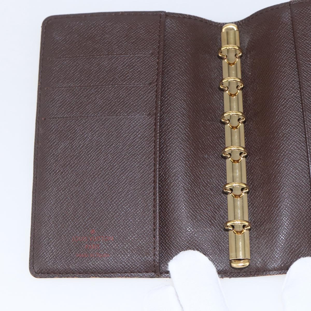 LOUIS VUITTON Damier Ebene Agenda PM Day Planner Cover R20700 LV Auth 157819