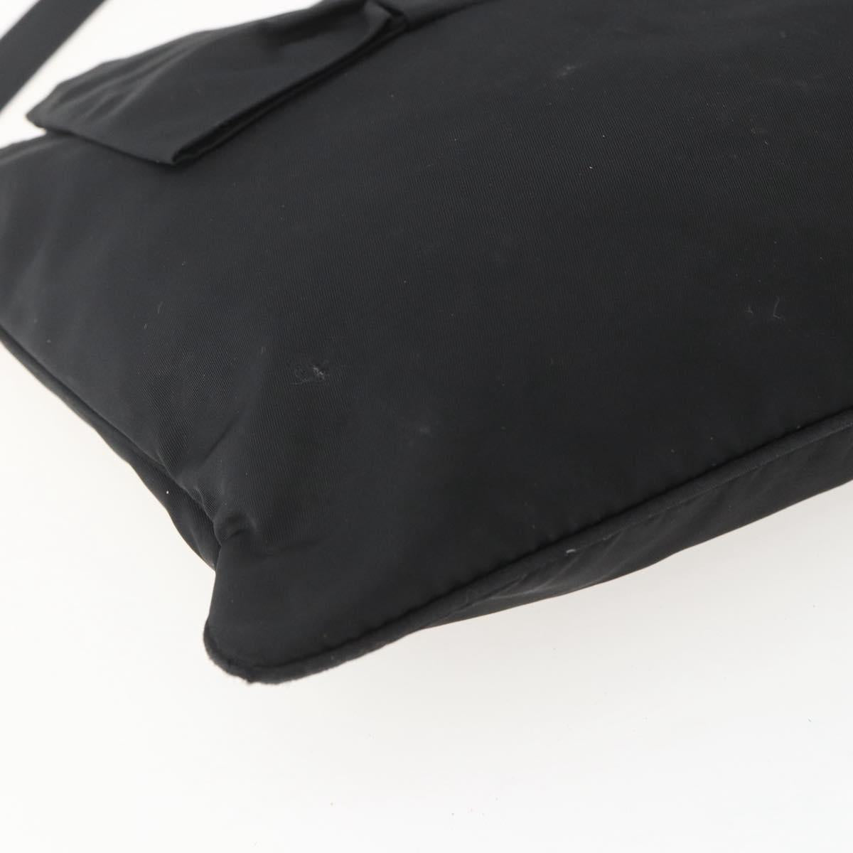 PRADA Shoulder Bag Nylon Black Gold Auth 157828