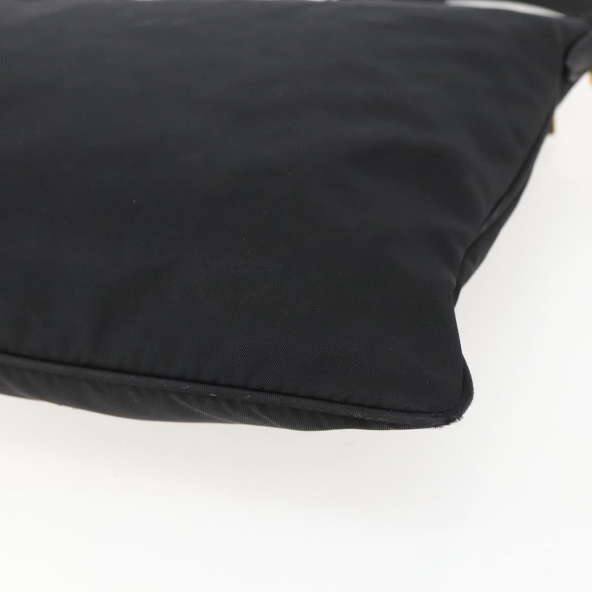 PRADA Shoulder Bag Nylon Black Gold Auth 157828