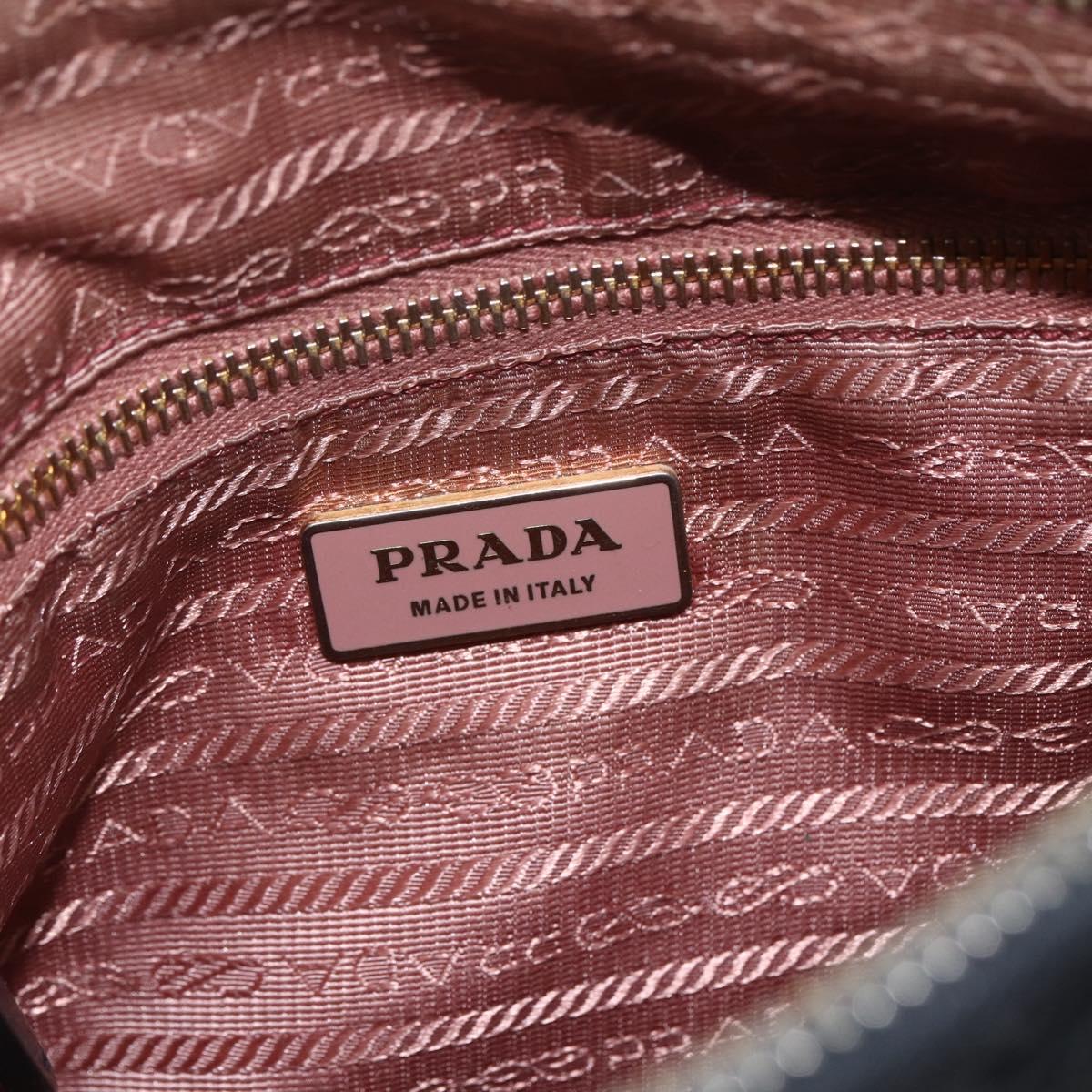 PRADA Shoulder Bag Nylon Black Gold Auth 157828