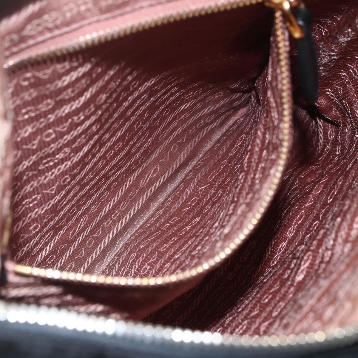 PRADA Shoulder Bag Nylon Black Gold Auth 157828