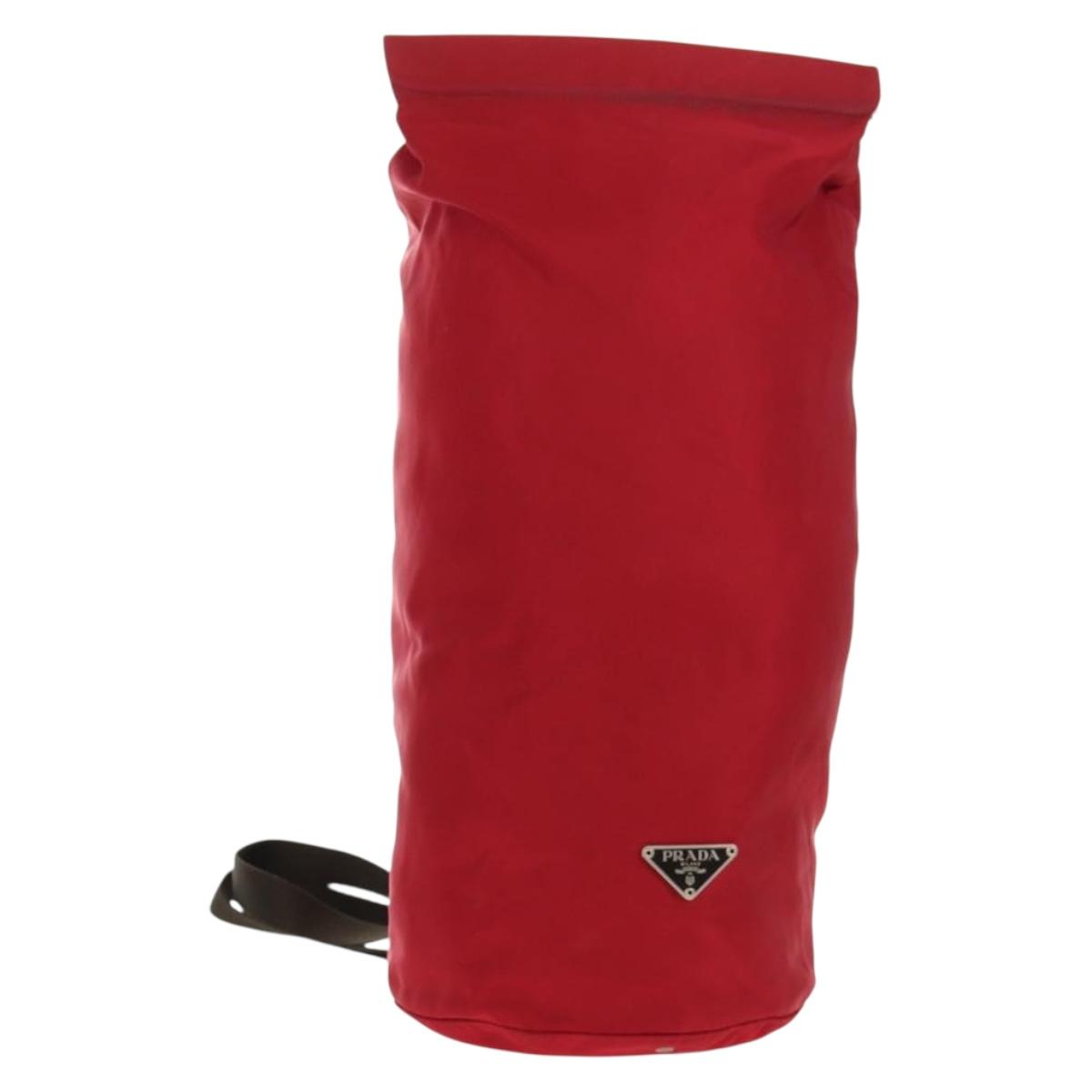 PRADA Shoulder Bag Nylon Red Silver Auth 157829