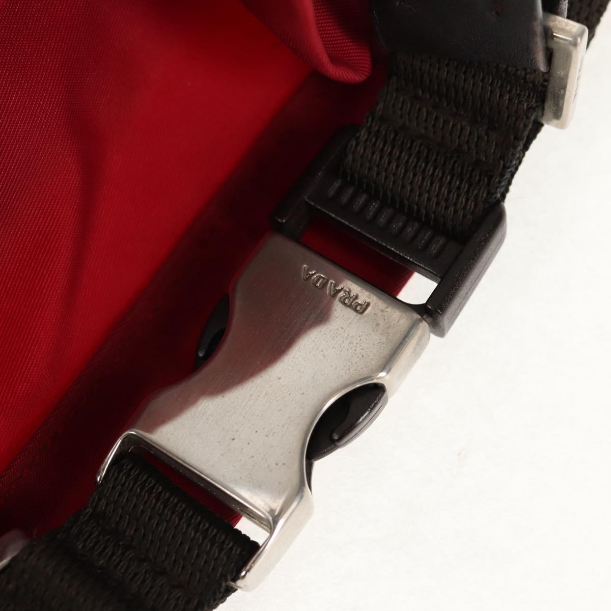 PRADA Shoulder Bag Nylon Red Silver Auth 157829