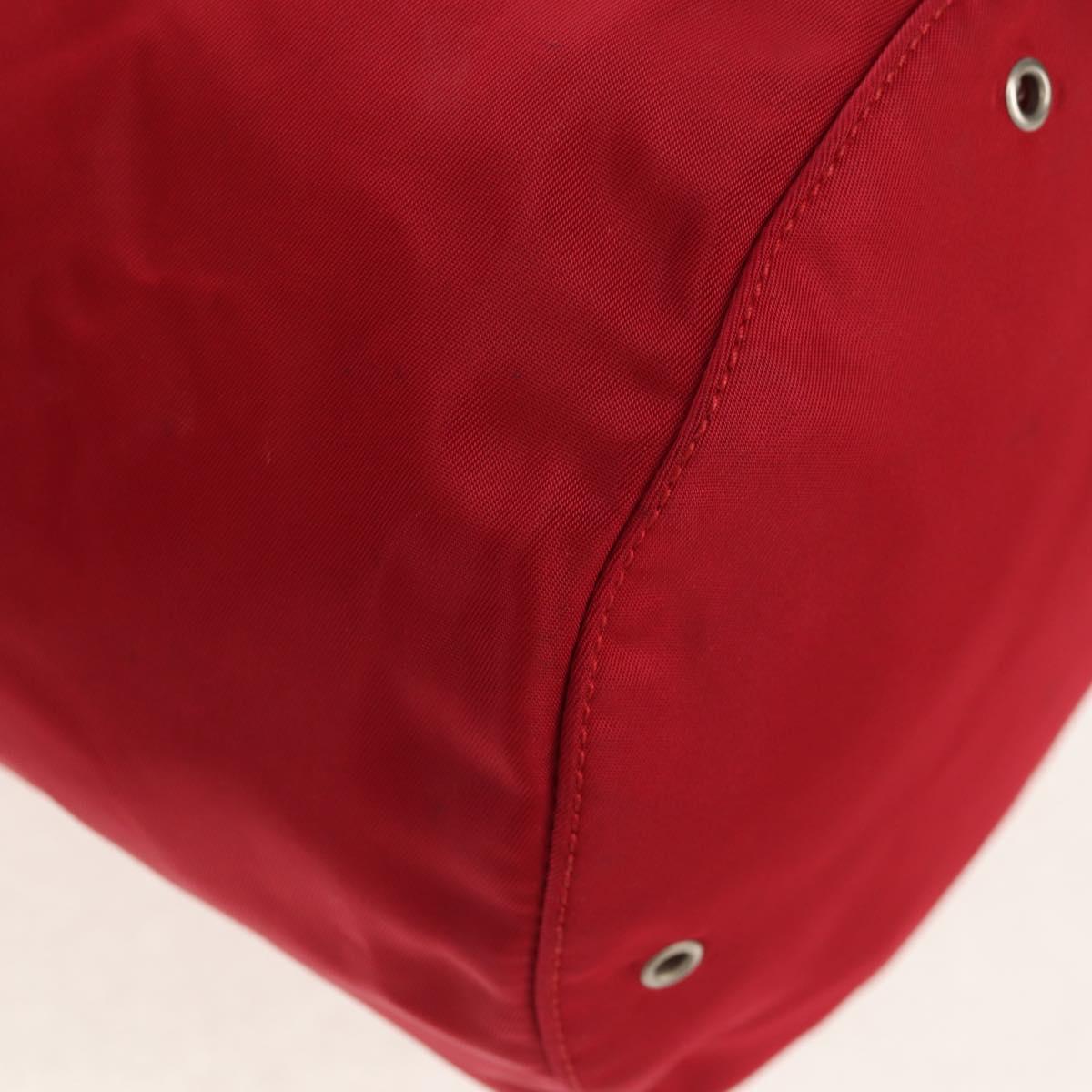 PRADA Shoulder Bag Nylon Red Silver Auth 157829