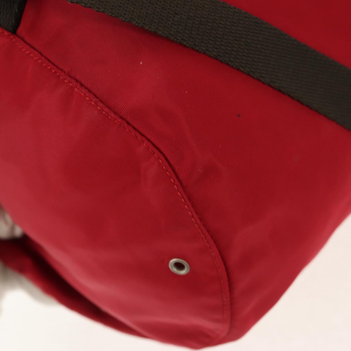 PRADA Shoulder Bag Nylon Red Silver Auth 157829