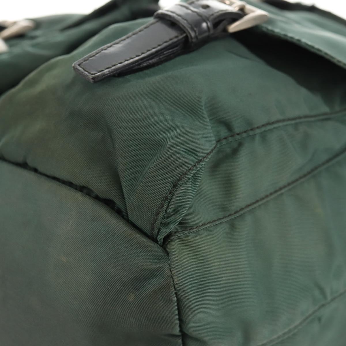 PRADA Backpack Nylon Green Silver Auth 157830