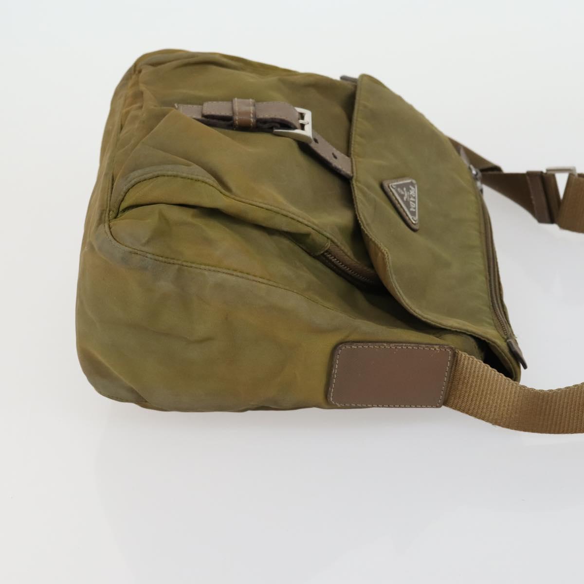 PRADA Hand Bag Nylon 3 Set Green Beige Auth 157831
