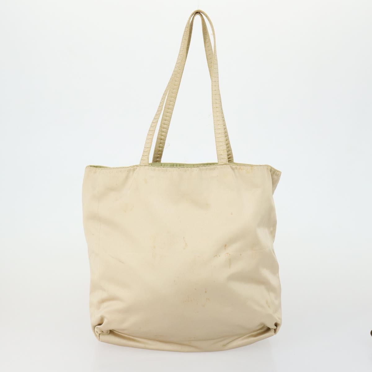 PRADA Hand Bag Nylon 3 Set Green Beige Auth 157831