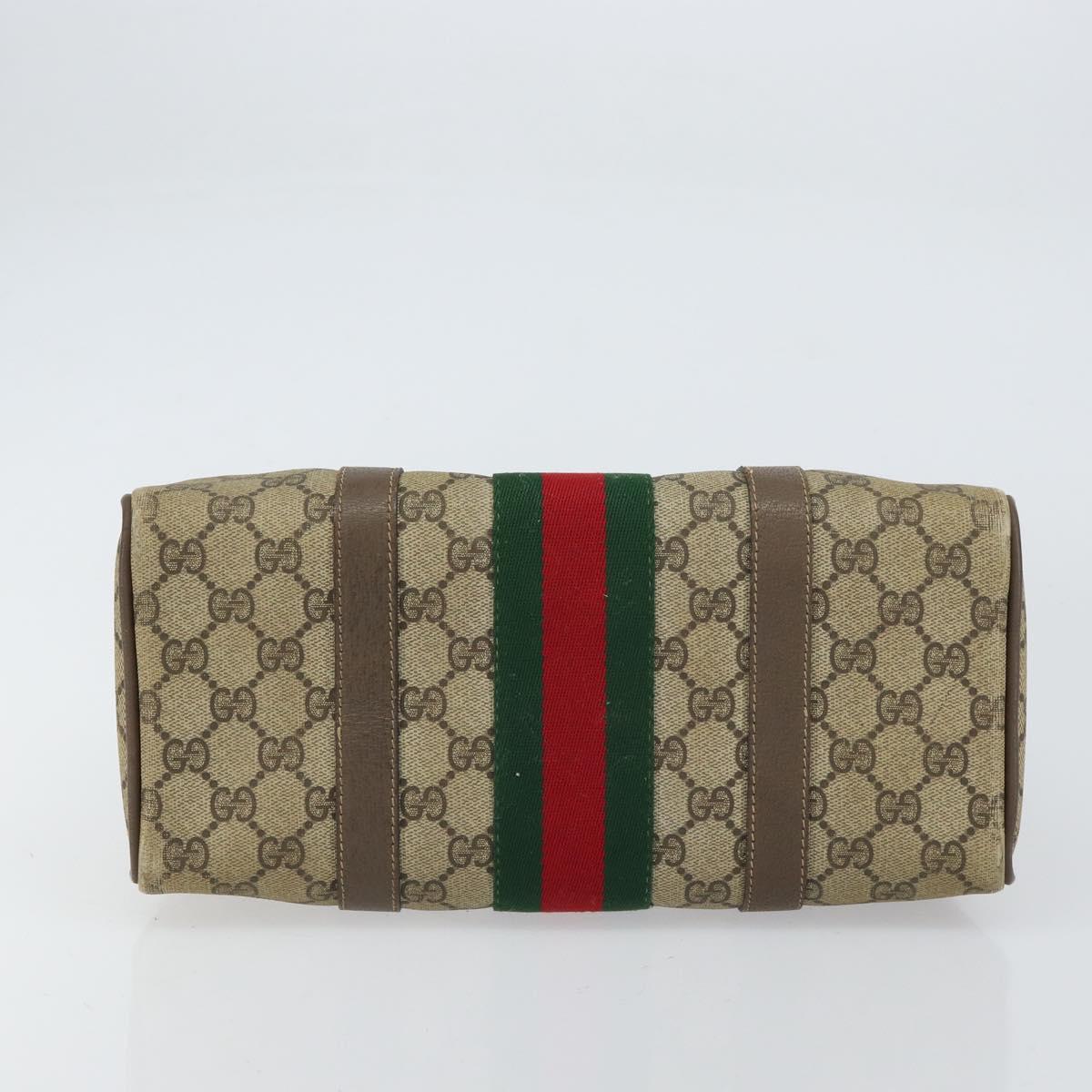 GUCCI GG Supreme Web Sherry Line Bag PVC Beige Gold 116 02 006 Auth 157857